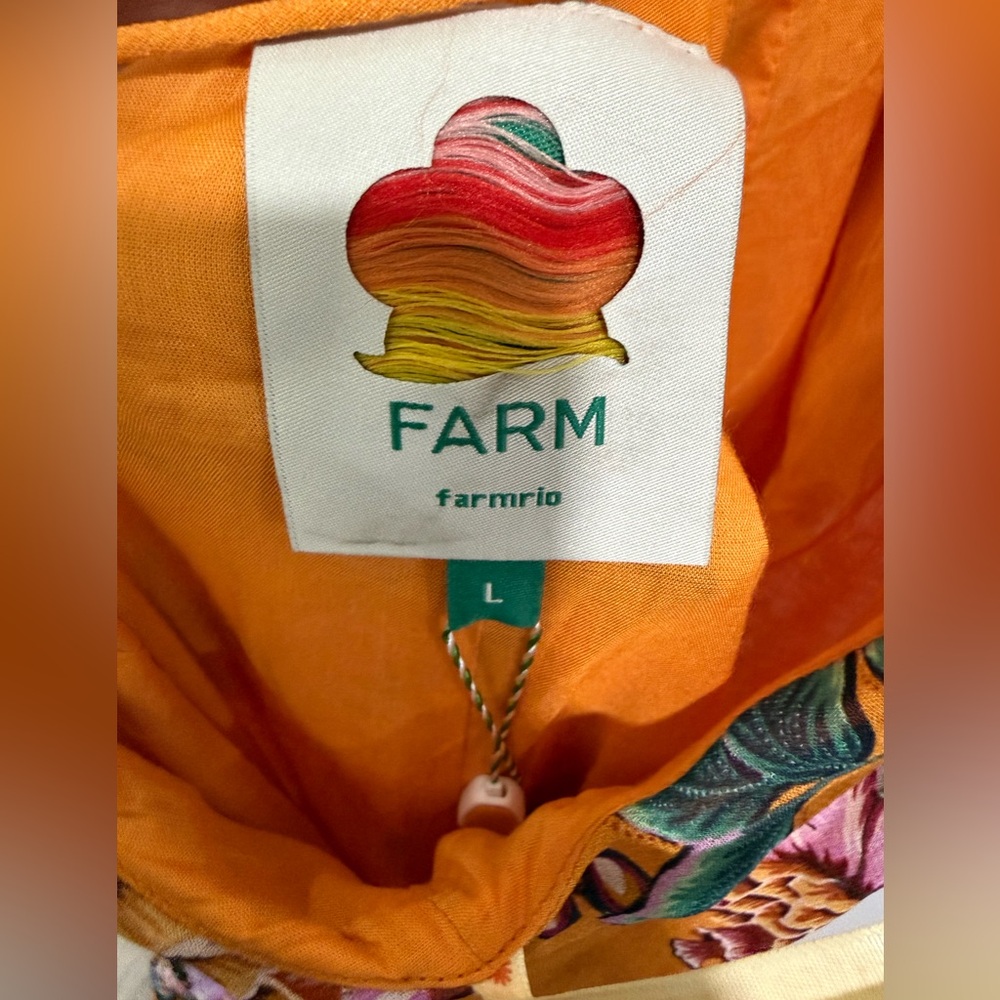 NWT FARM Rio Wonderful Bouquet Halter Maxi Dress Sz Large ORANGE - Picture 7 of 9
